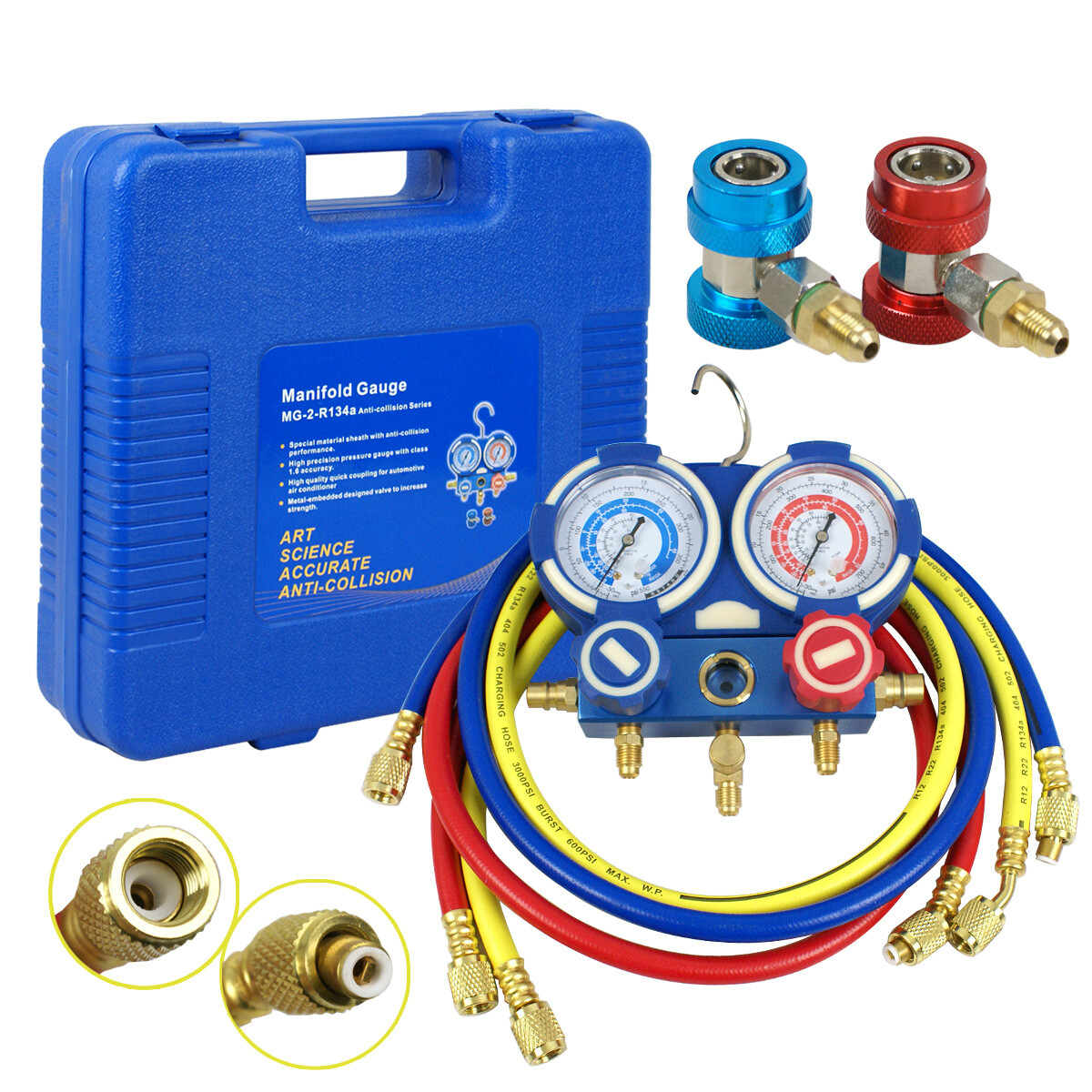 Air Refrigeration Kit HVAC A/C R134A R410A R22 AC Manifold Gauge Set Brass