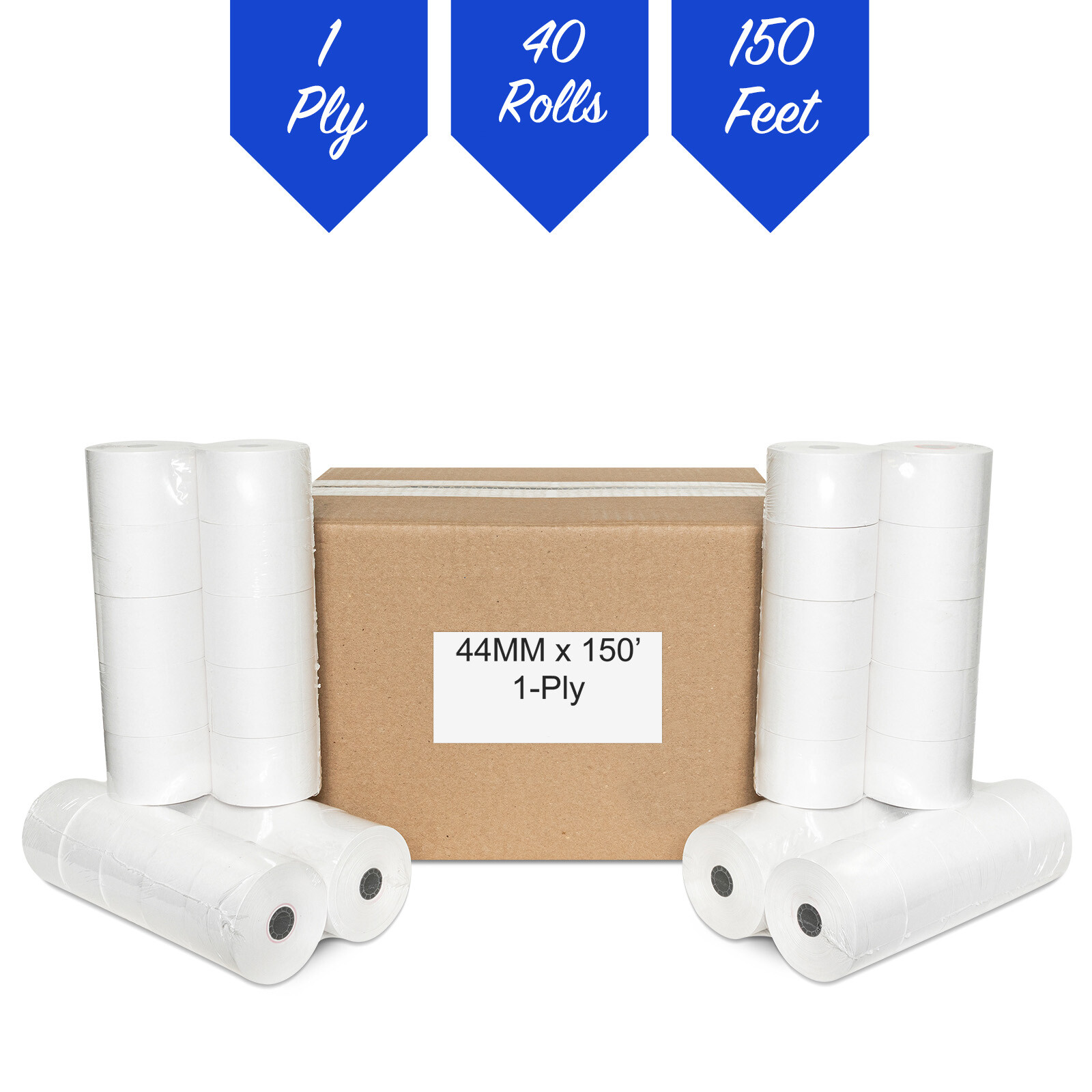44mm (1-3/4″) x 150′ BOND Cash Register/Calculator Receipt Paper – 40 Rolls