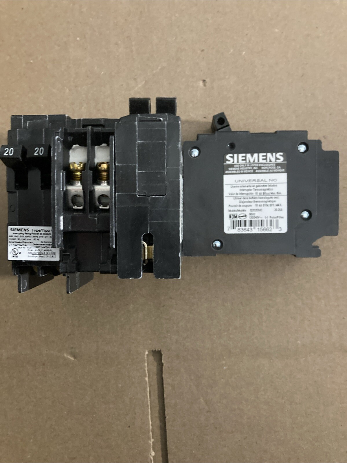 Siemens Q2020NC 120V Circuit Breaker 20 Amp 10pack New Never Used Free Shipping