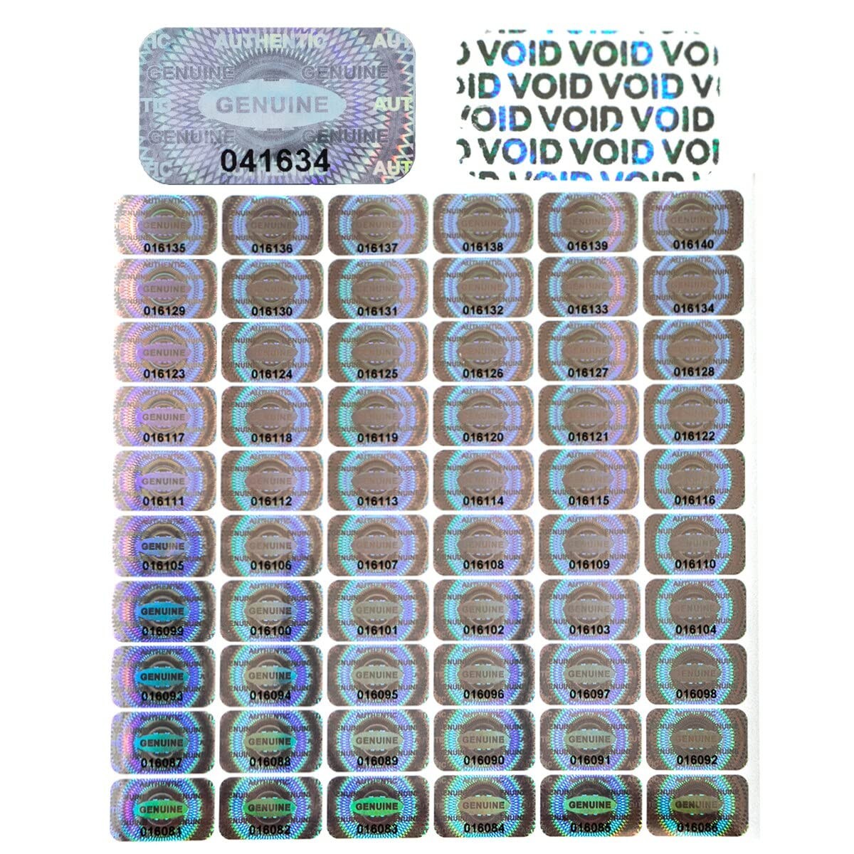 Dose Not Apply 300 Pcs Authentic Hologram Labels/stickers Silver Trans