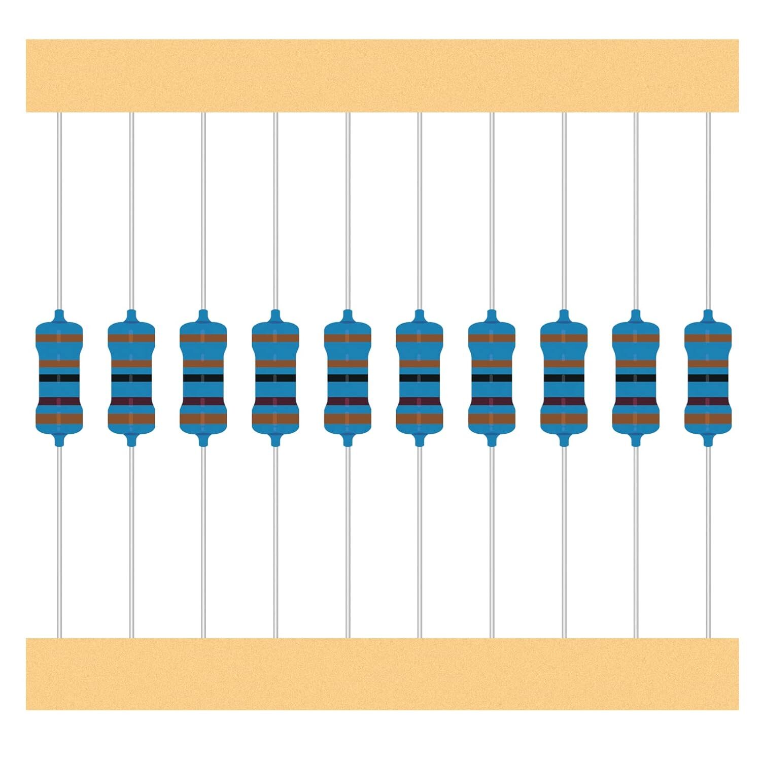 25 Values 1/2W Resistor Kit from 1 Ohm to 1M Ohm 1/2 Watt 1% Metal Film Resistor