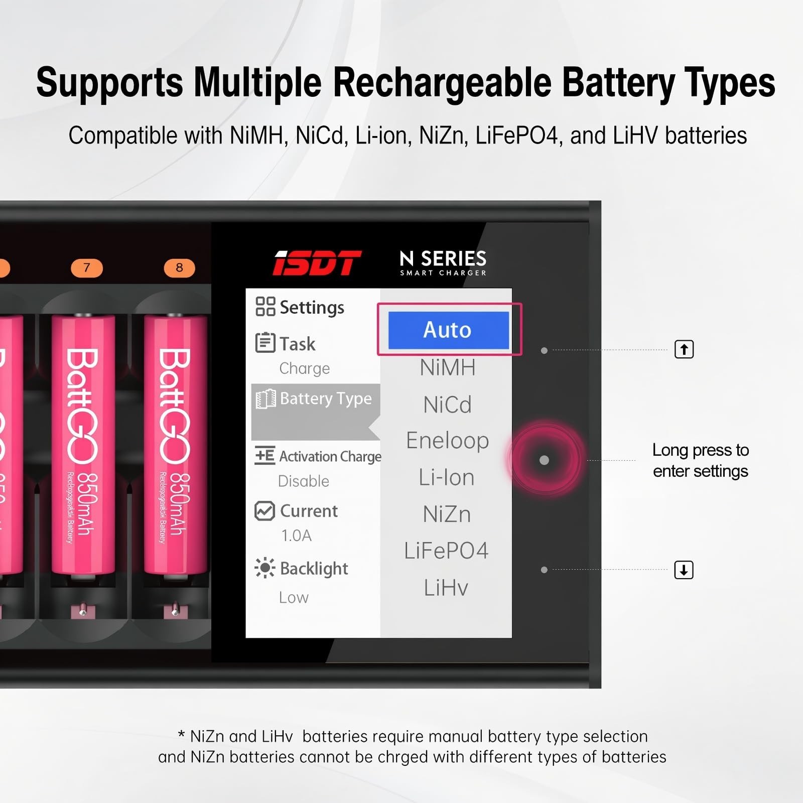 ISDT N Series Smart Battery Charger for AA AAA NiMh/NiCd/NiZn Rechargeable Ba…