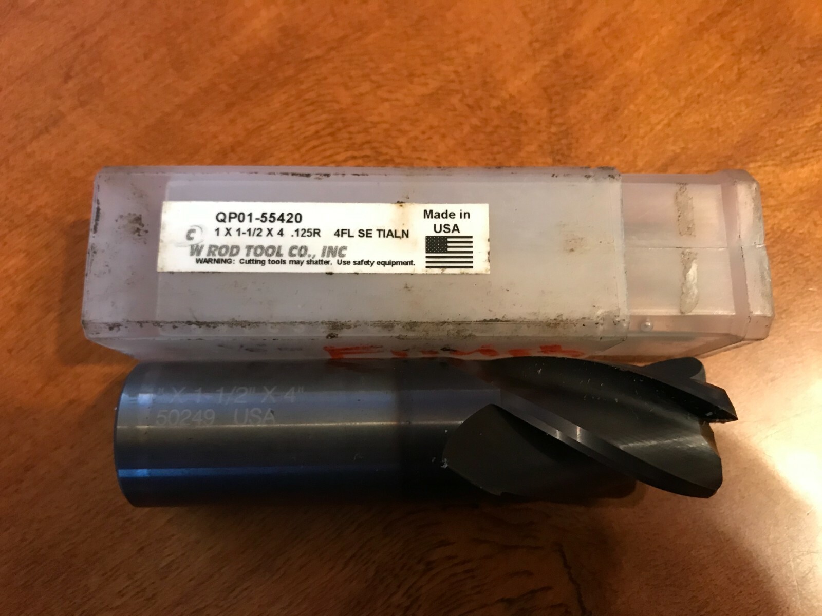 CW Rod Tool Co Carbide End Mill, QP01-55420,1×1-1/2×4, .125R 4FL SE TiALN 