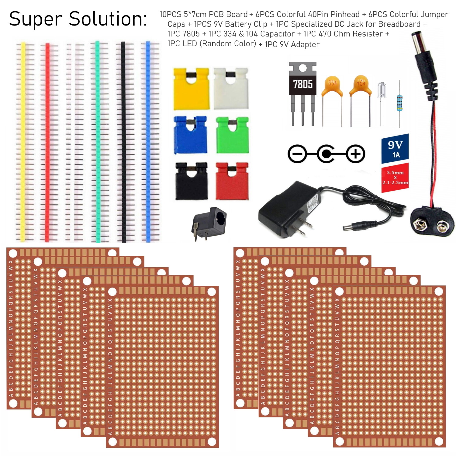 10 Pcs 5x7cm (2x3in) DIY PCB Prototyping Perf Circuit Boards Breadboards US
