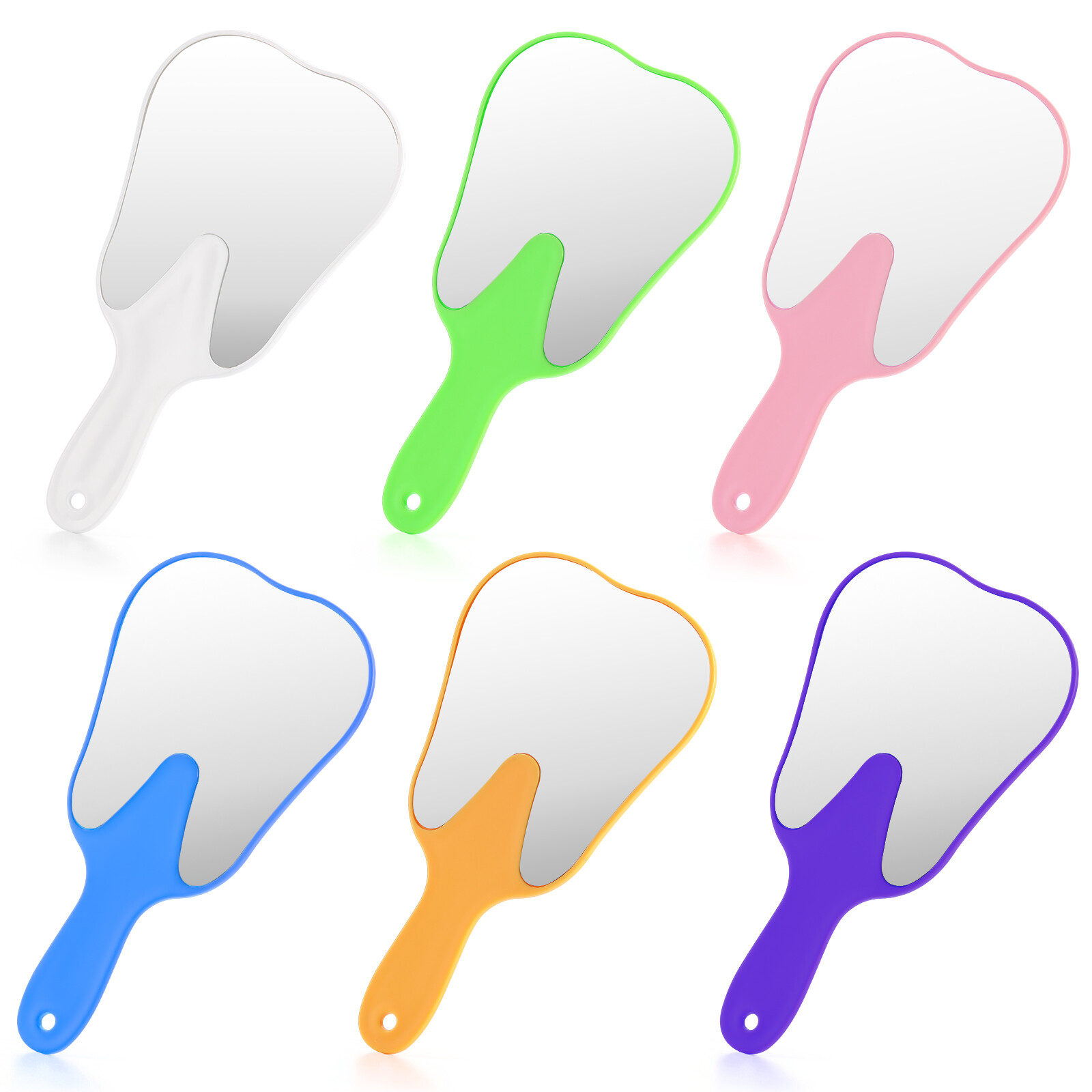 JMU 2Pcs Dental Tooth Shaped Mirror Handheld Molar Tooth-shape Patient Face
