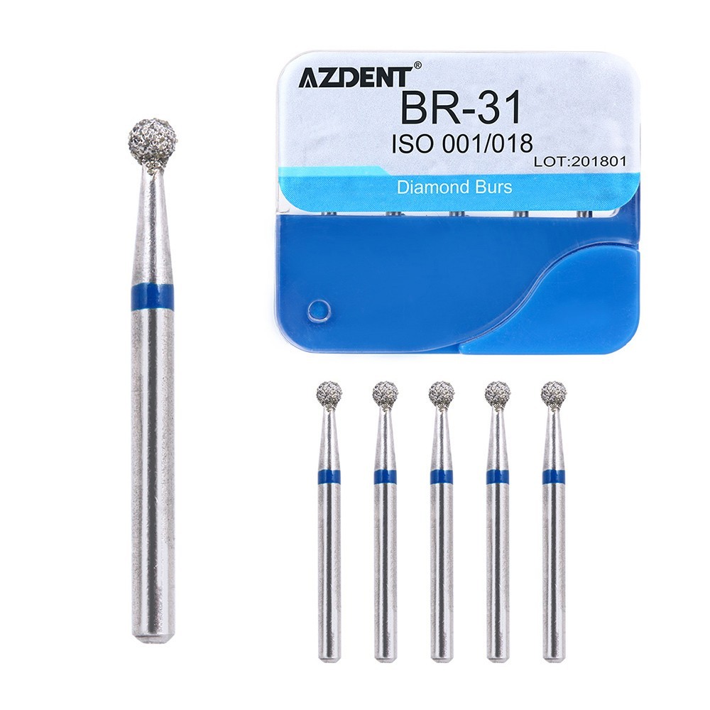 100Pcs 20Types Dental Diamond Burs for High Speed Handpiece Medium Friction Grip