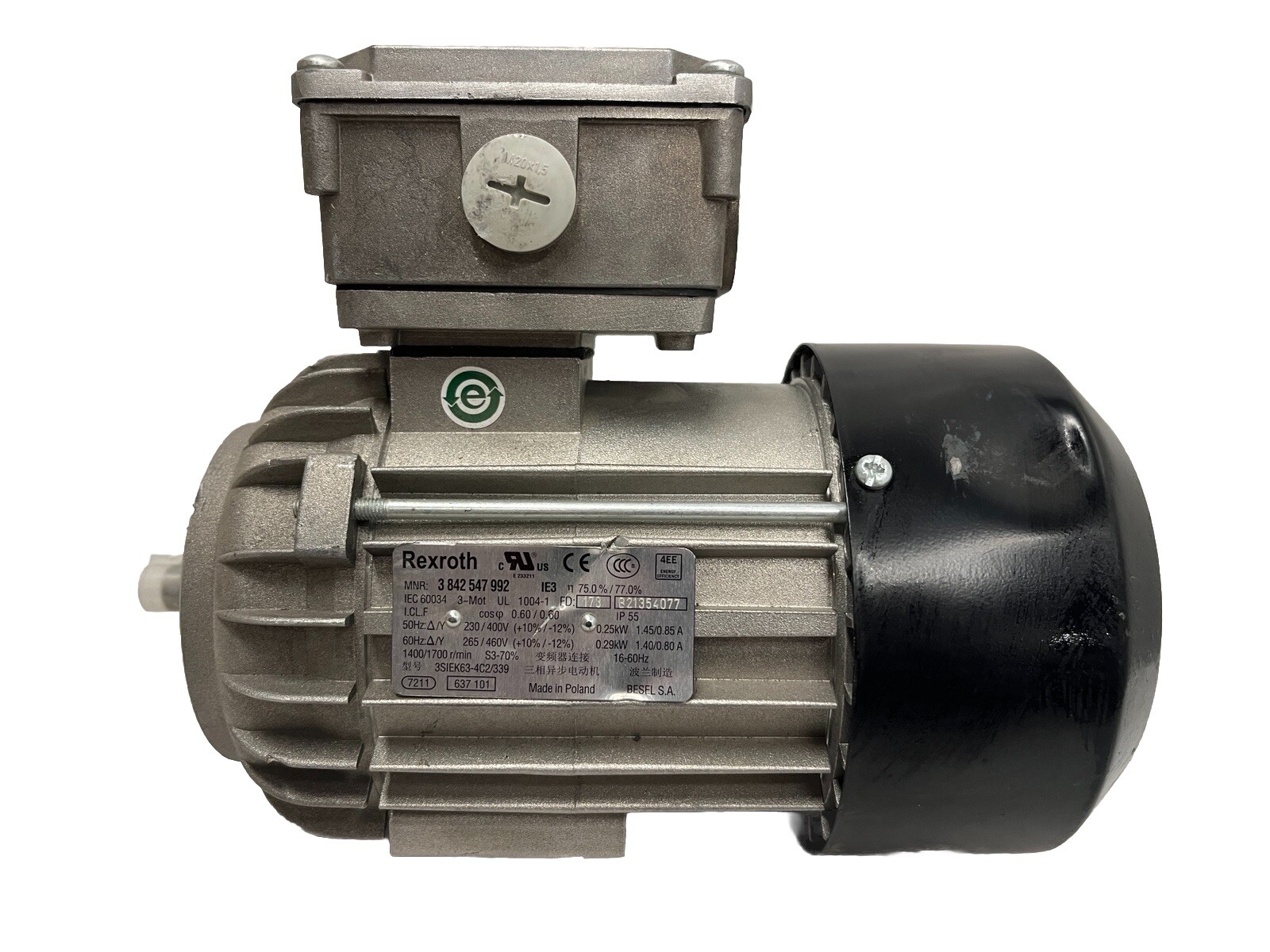 Rexroth 3-842-547-470 Motor 0.09-0.10 kW 200/346-220/400V 1400/1680RPM