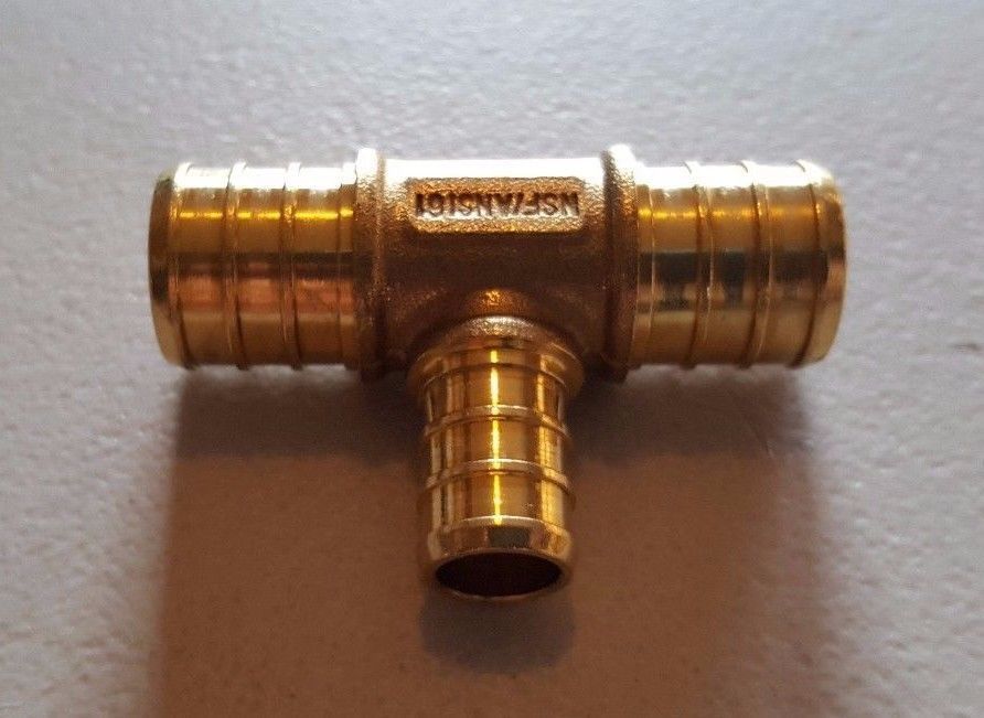 25 PIECES 3/4″ X 3/4″ X 1/2″ PEX TEE BRASS CRIMP FITTINGS ( LEAD FREE )