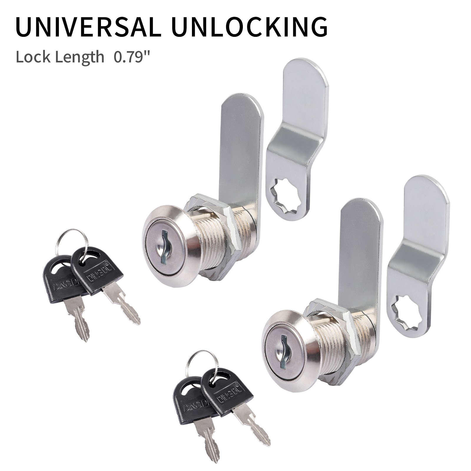 2 Set Keyed Alike Cabinet Cam Lock 3/4″ Cylinder Toolbox Lock for Drawer Dresser