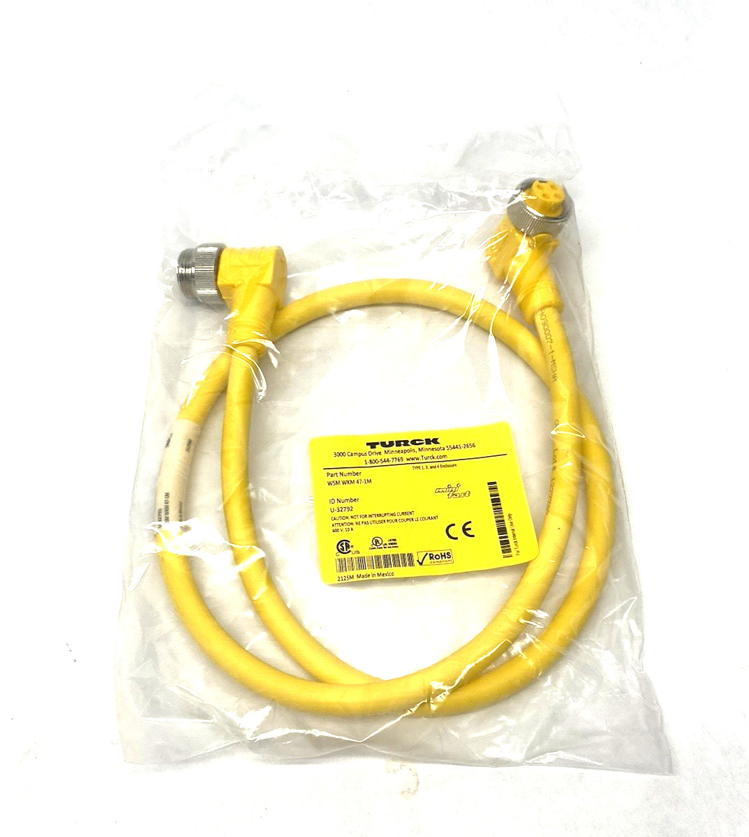 Turck WSM WKM 47-1M Minifast Double Ended Power Cable U-32792