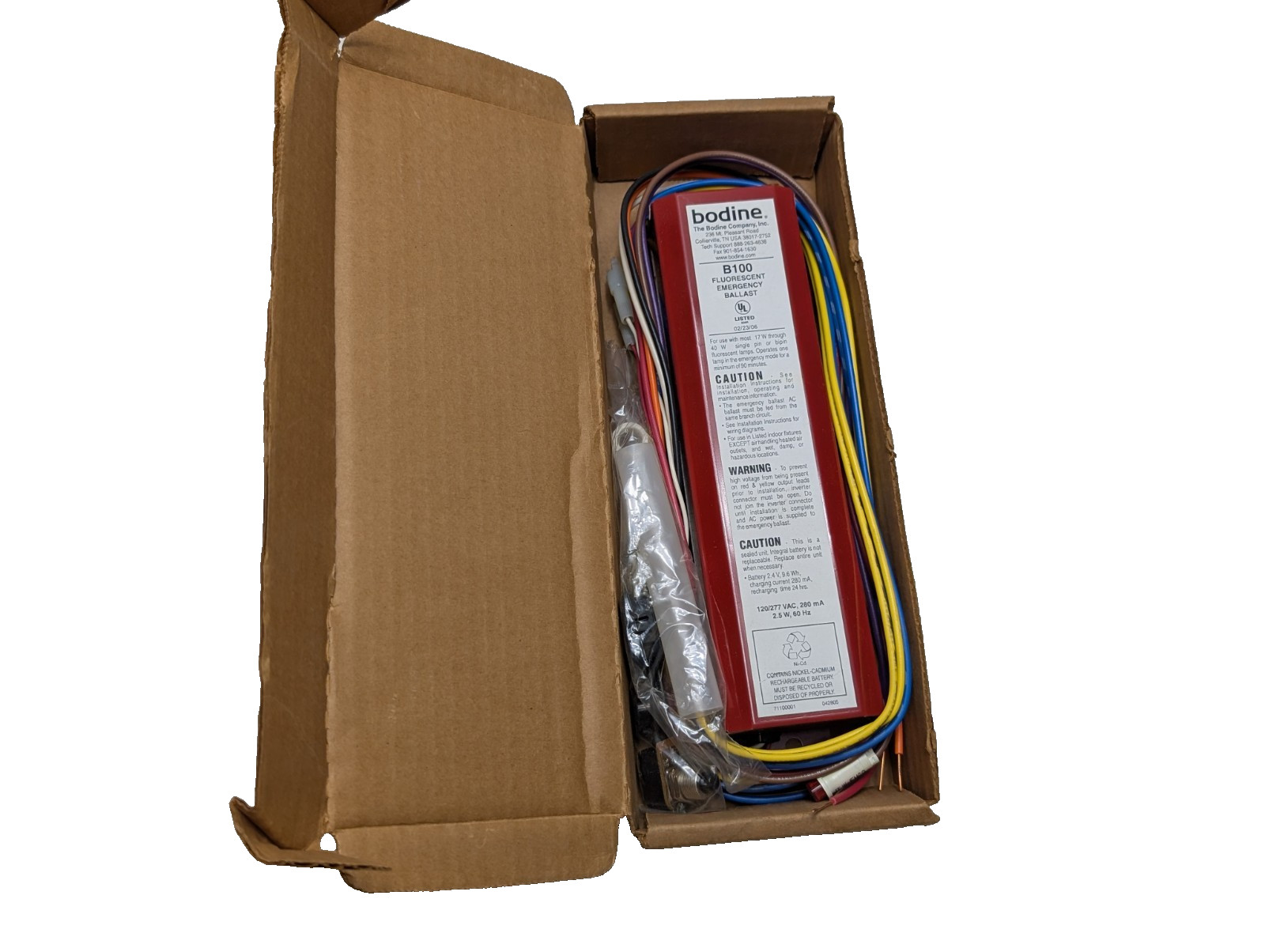 BODINE B100 Emergency Fluorescent Ballast 120/277V AC 1 Bulb Supported 40W