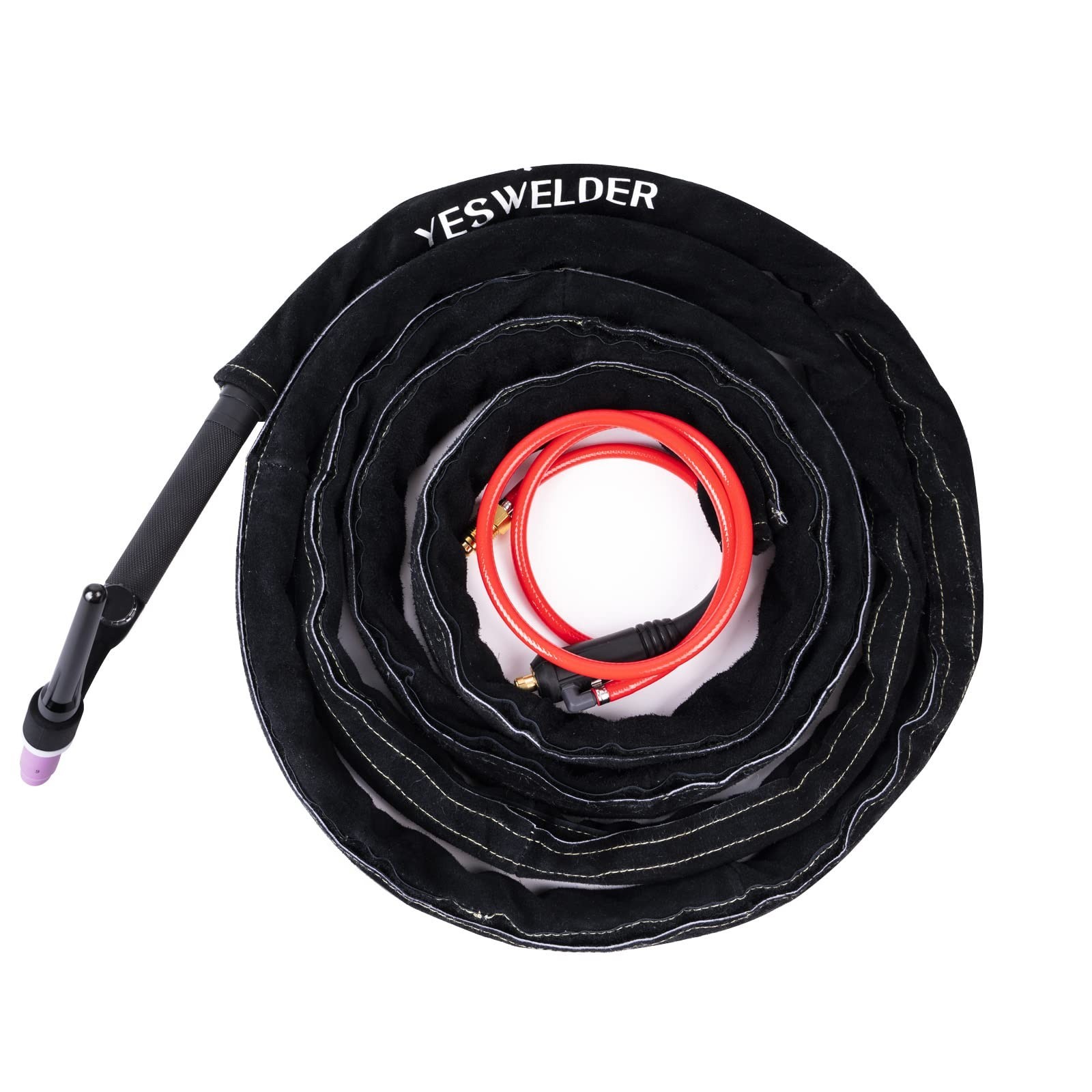 Flame Resistant Leather TIG Welding Torch Cable Cover – 25ft (7.6m) Black Sleeve