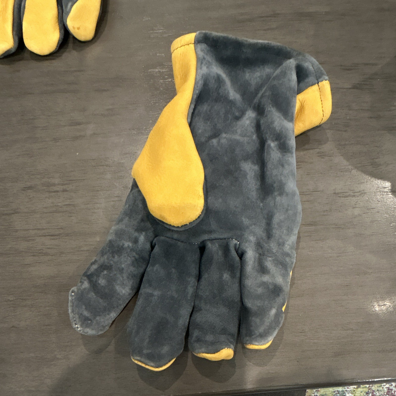 Shelby Model FDP Leather Work Gloves Yellow/Gray Pair, Size J Total 3 gloves