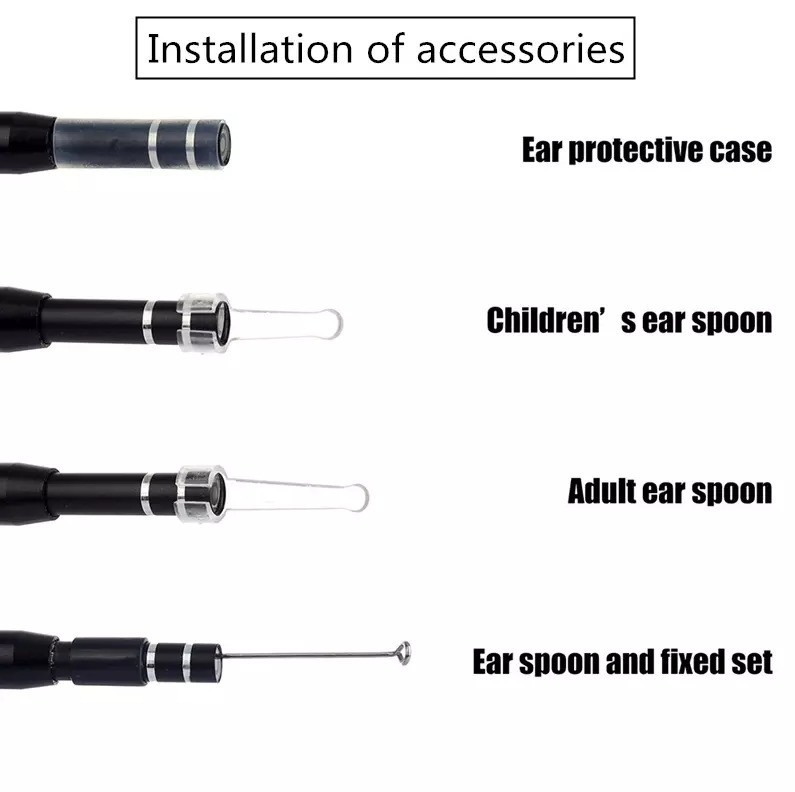 LED Ear Endoscope HD Otoscope Ear Wax Cleaning Camera Tool Cleaner Removal Kit