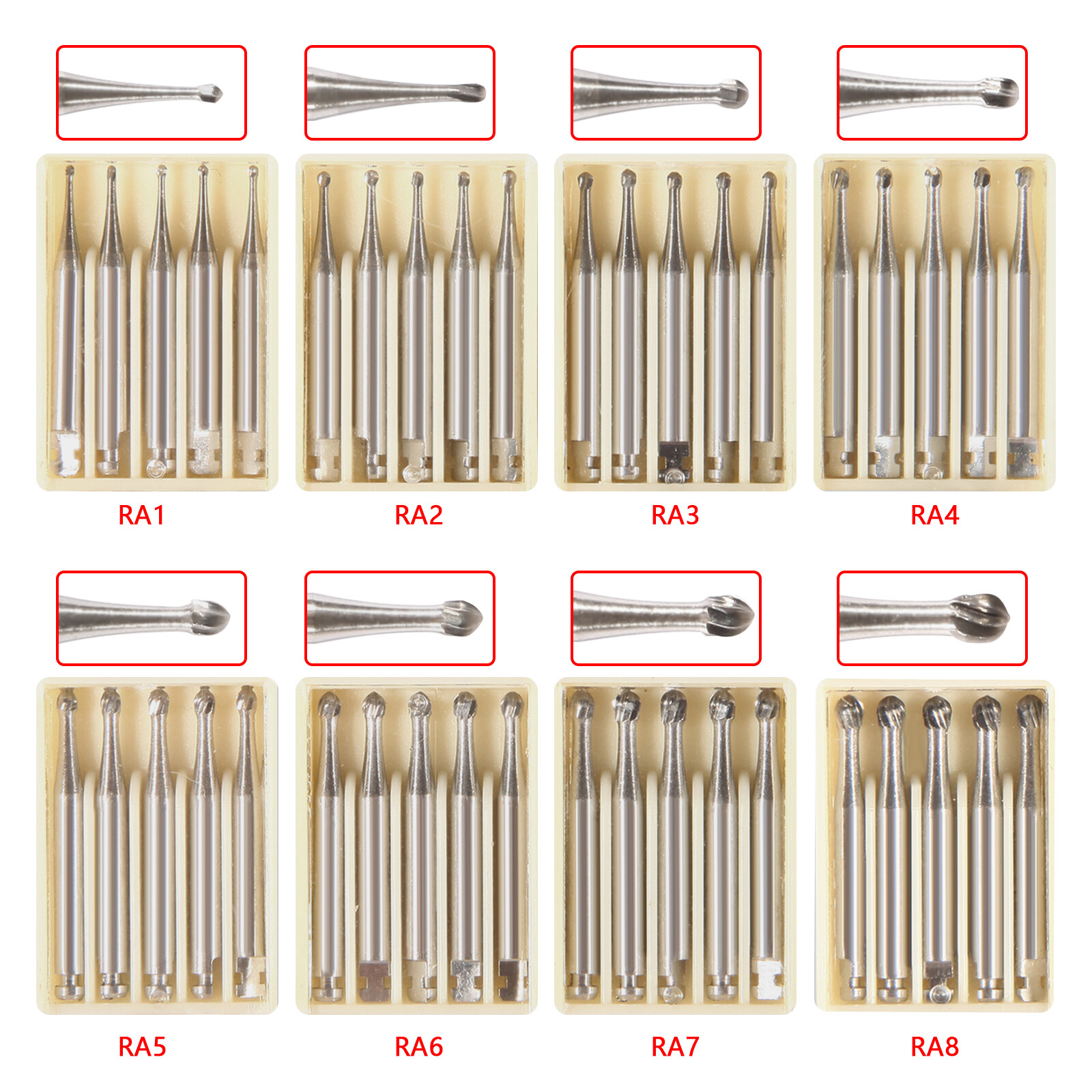 Dental Round Latch Carbide Bur RA 1 2 3 4 5 6 7 8 Midwest For Slow Speed SQ