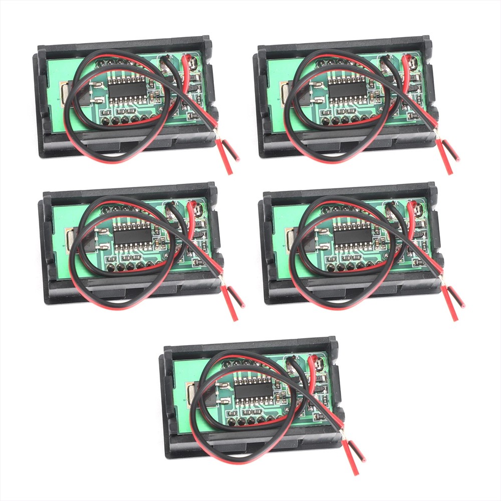 5Pcs Voltmeter Green Led Panel 3-Digital Display Volt Meter 2-Wire USA Dc 5-120V