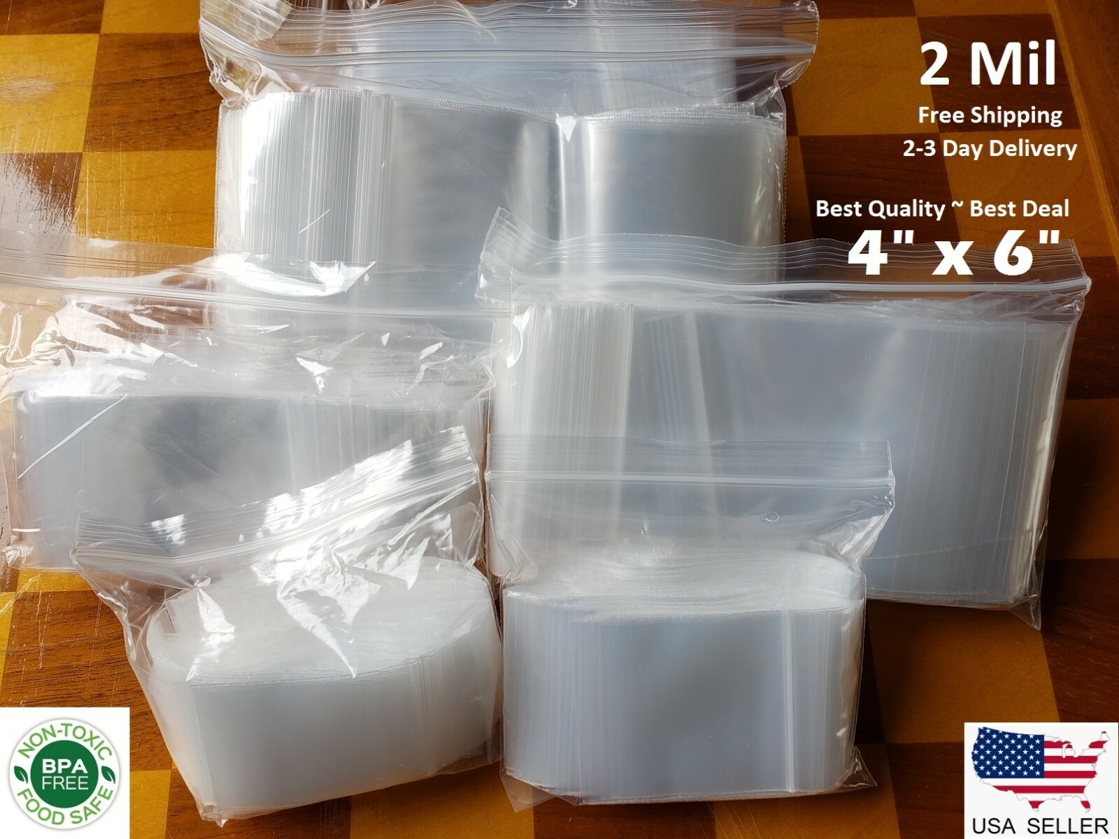 4″x 6″ CLEAR 2 MIL ZIP SEAL BAGS POLY PLASTIC RECLOSABLE LOCK MINI SMALL BAGGIES