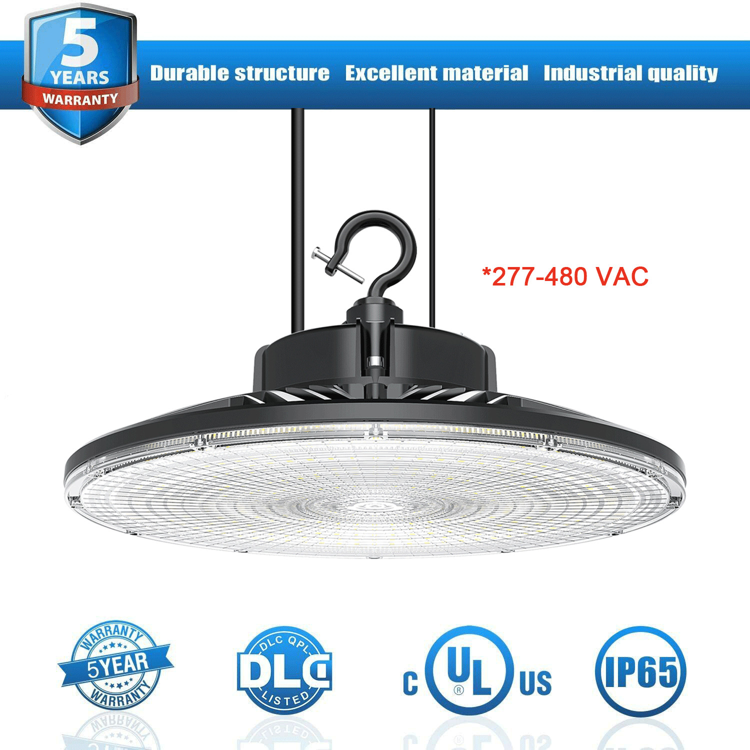480Volt 150W UFO LED High Bay Fixture Commercial Warehouse Workshop Light 5000K