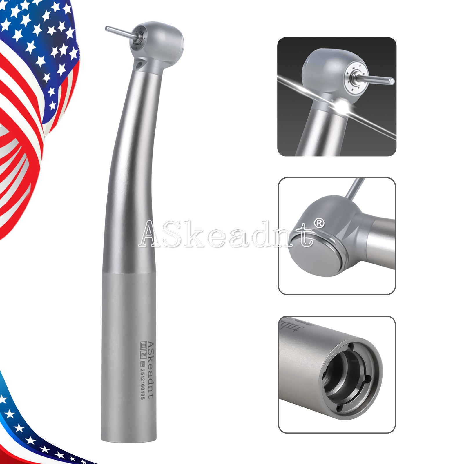 Dental High Speed Fiber Optic LED Handpiece Four Spray fit KV MULTIflex Coupling