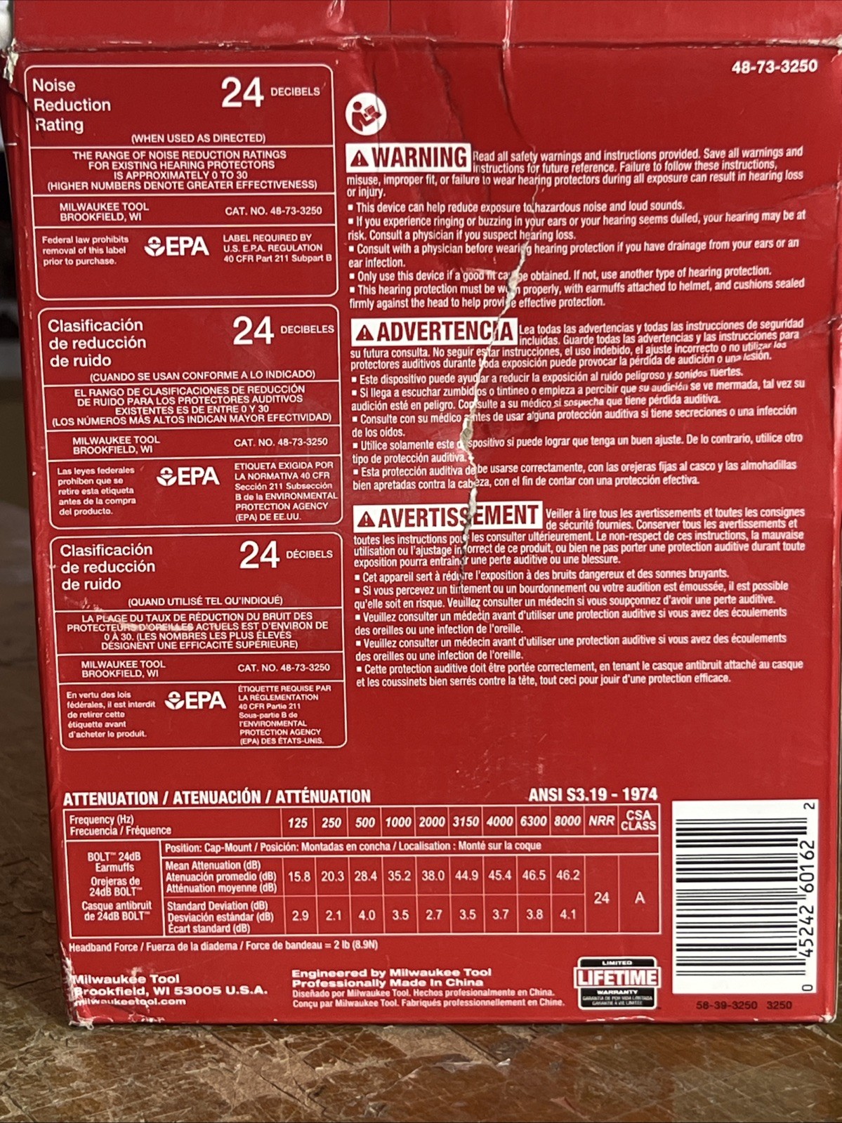 Milwaukee 48-73-3250 BOLT 24dB EARMUFFS, Use with Safety Helmets and Hard Hats