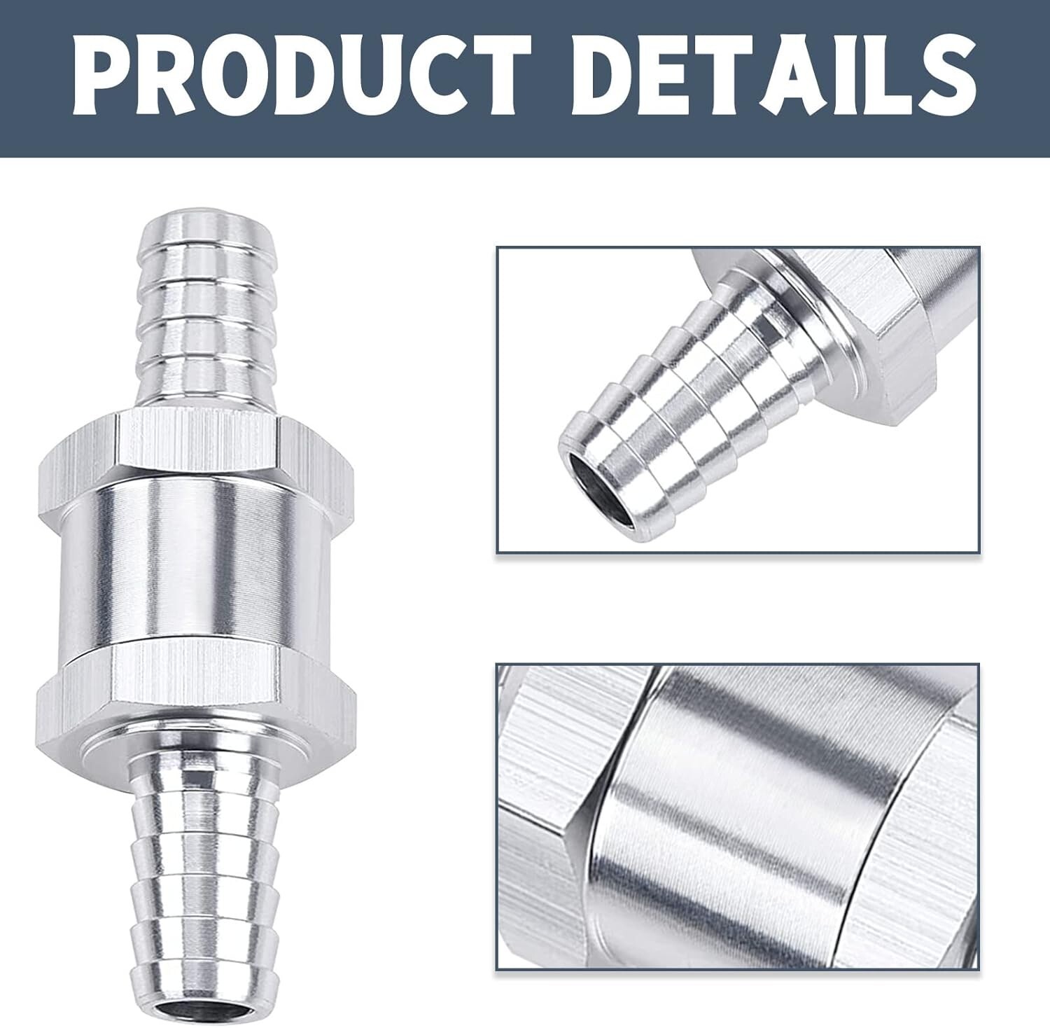 2 Pcs 12mm 1/2″ Fuel Non-Return One Way Check Valve Petrol Diesel Oil Aluminum