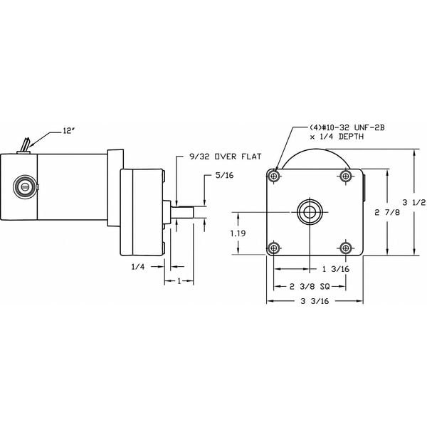 Dayton 1Lpw4 Dc Gearmotor, 26 In-Lb Max. Torque, 47 Rpm Nameplate Rpm, 90V Dc