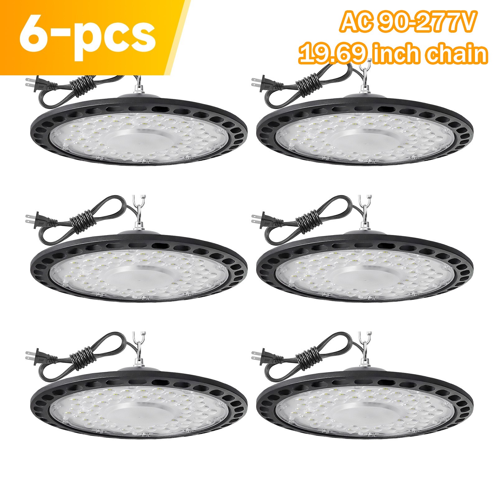 6Pcs UFO Led High Bay Light 500W Industrial Commercial Factory Led Shop Light