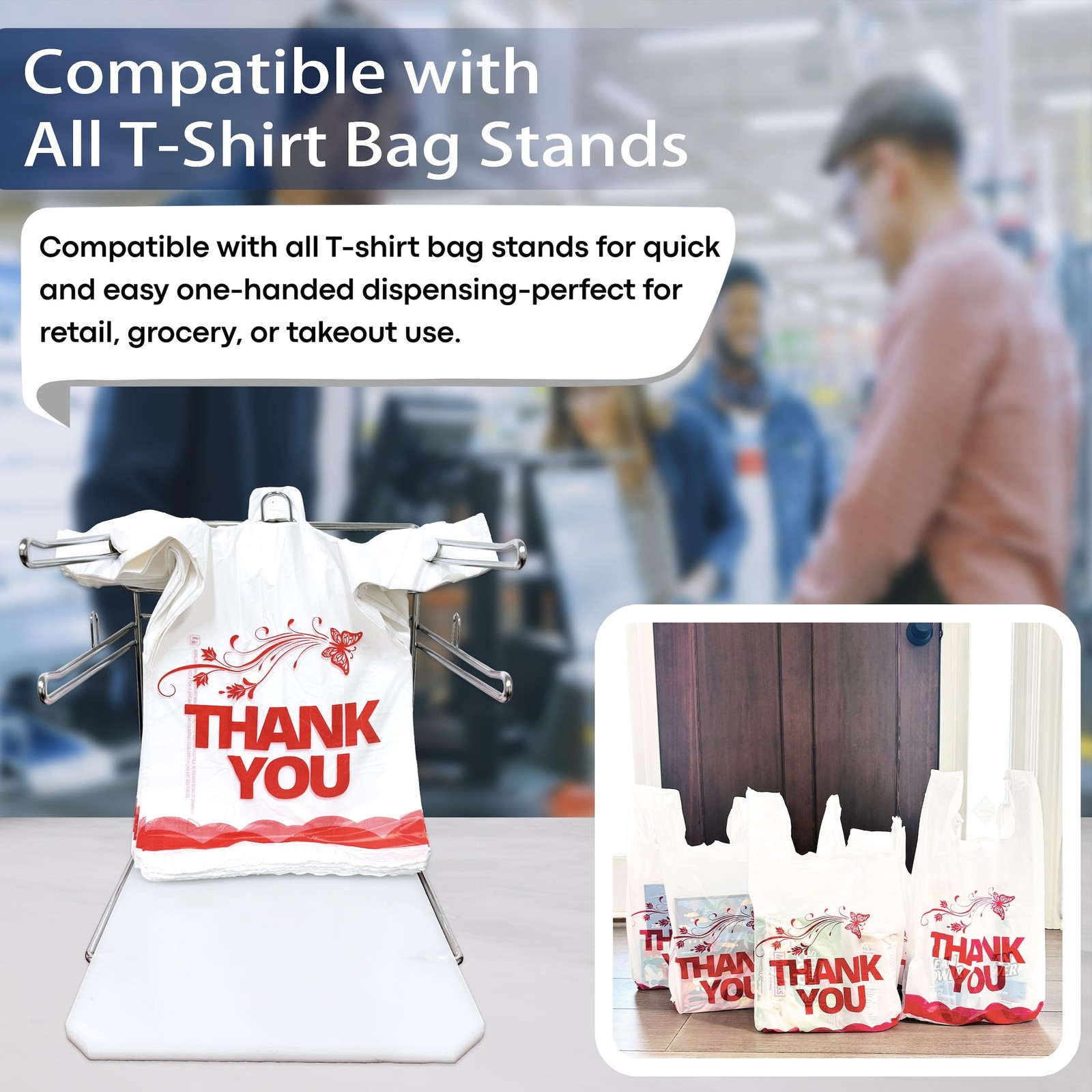 White Thank you bags, 100PCS T shirt bags, To Go Bags,Grocery bags, Reusable …