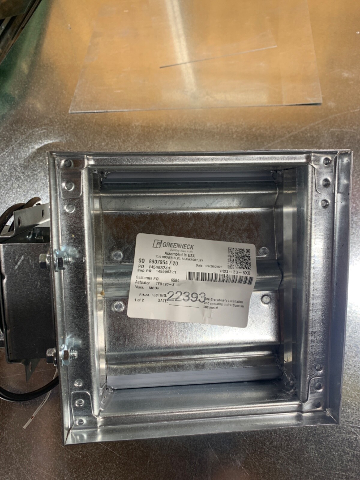 HVAC 8X8 AUTOMATIC DAMPER BELIMO TFB120-S