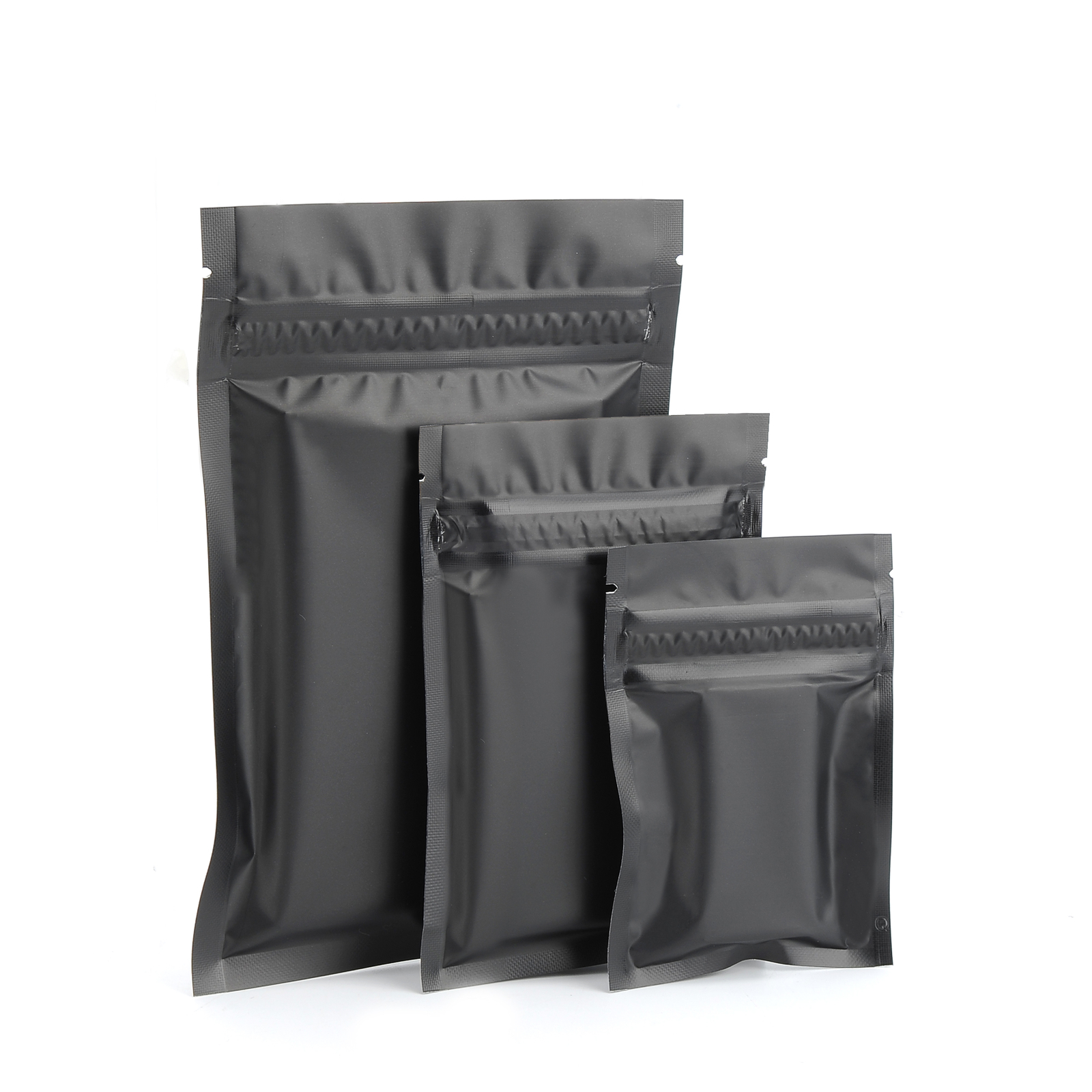 100 Double Zipper Smell Proof Black Mylar Foil Flat Bags for Food Storage Pouch