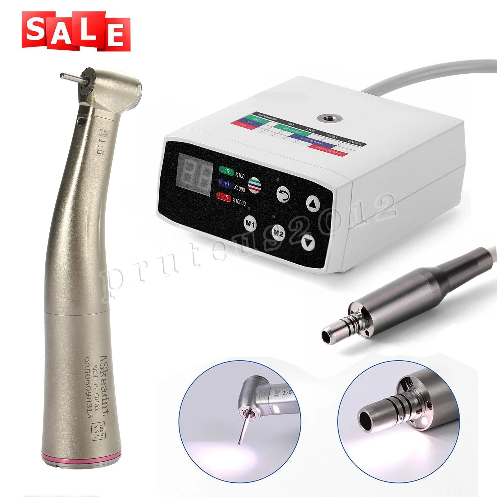 Fit NSK NL400 Dental Electric Motor +1:5 Handpiece Fiber Optic Contra Angle USA