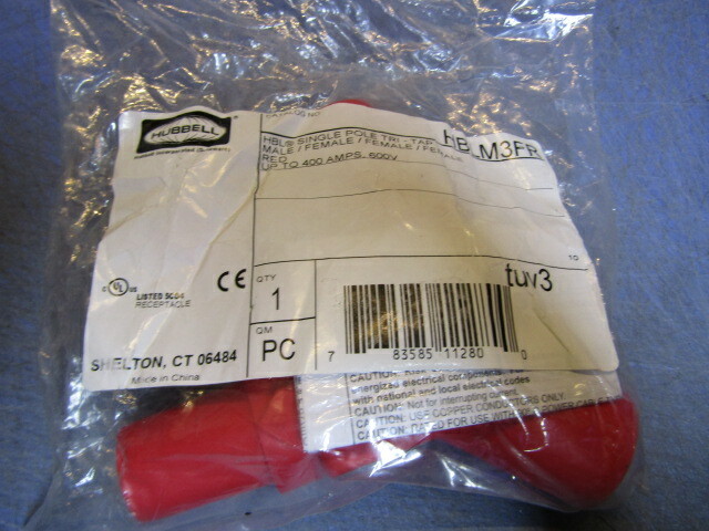 1 HUBBELL HBLM3FR Triple Connector Tri – Tap Red Taper Nose 400 amps, 600 v. NEW