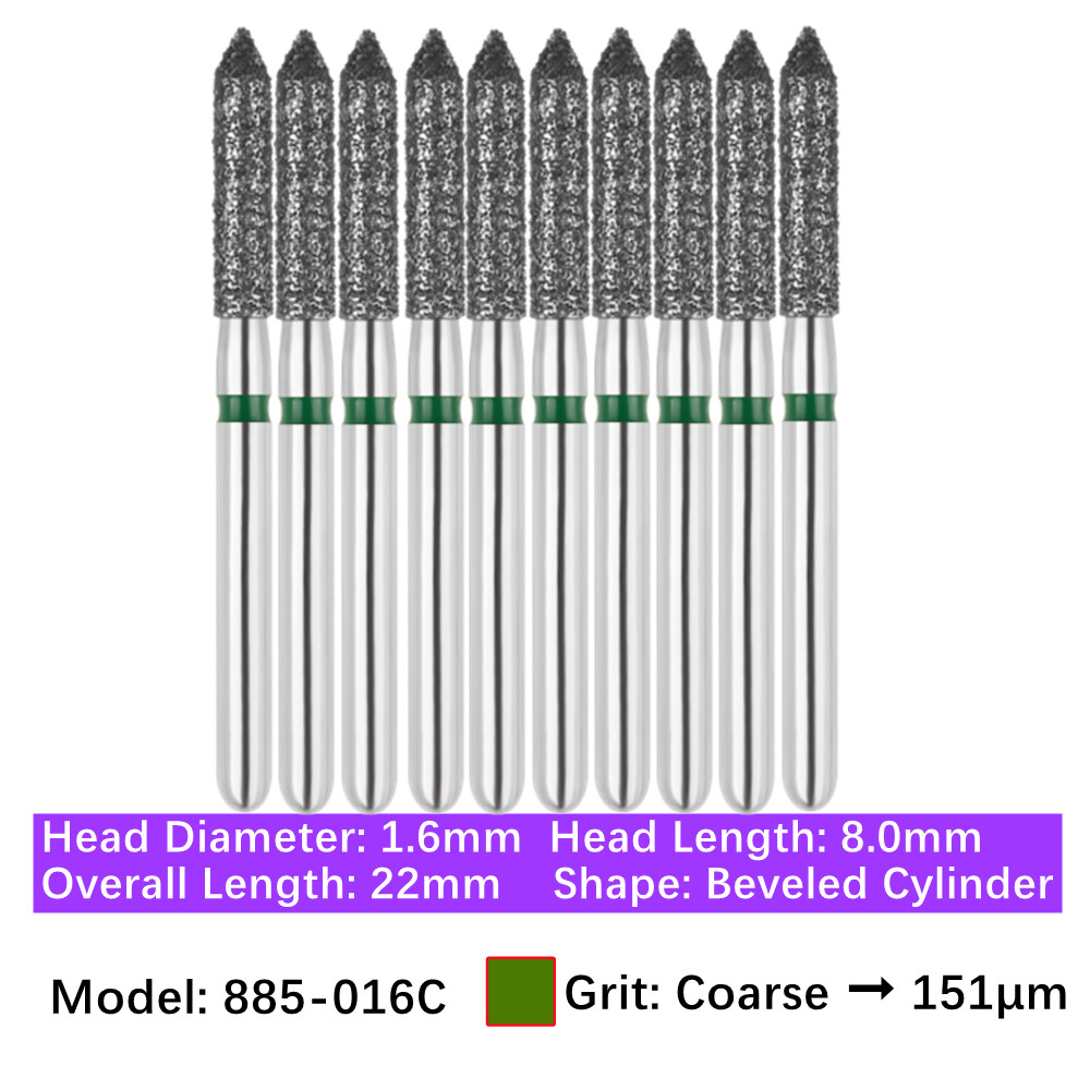 10pc Dental FG Diamond Burs Bevel Cylinder & Gingival Curetage Polishing Burs