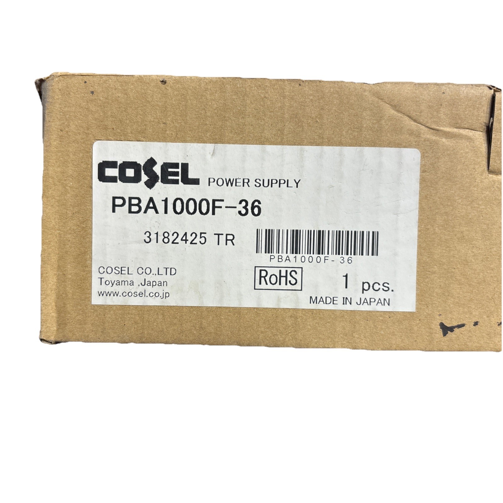 COSEL Japan PBA1000F-36 / PBA1000F36 3282425 TR Power Supply New Open Box