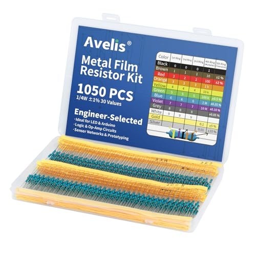 1050 Pcs 30 Values Resistor Kit 1/4 W +-1% Metal Film Fixed Resistors Assortment