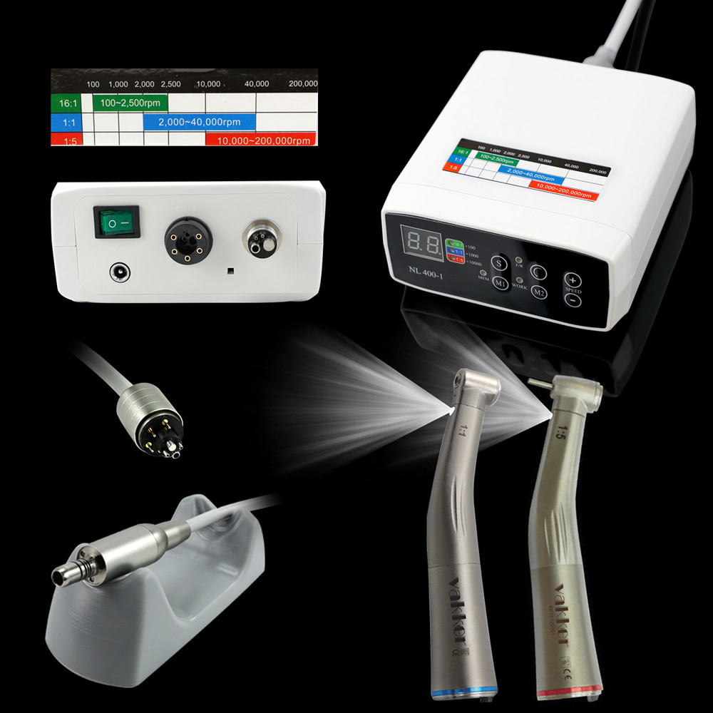 NSK Internal Spray Dental Electric Motor + 1:1 + 1:5 LED Handpiece Contra Angle
