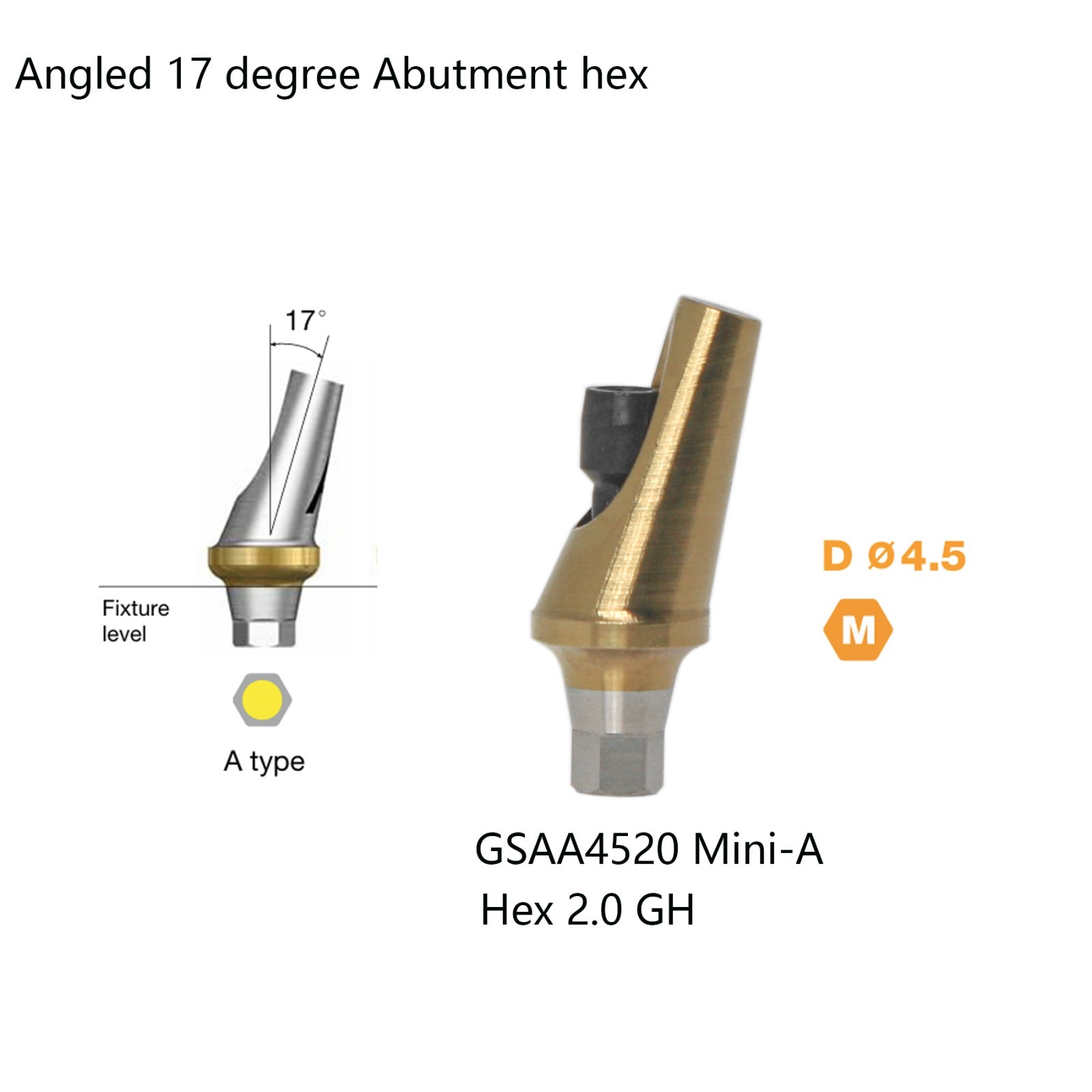 Hiossen ET 17° degree implant Angulated Ti Anatomic Abutment Dental Mini/Regular