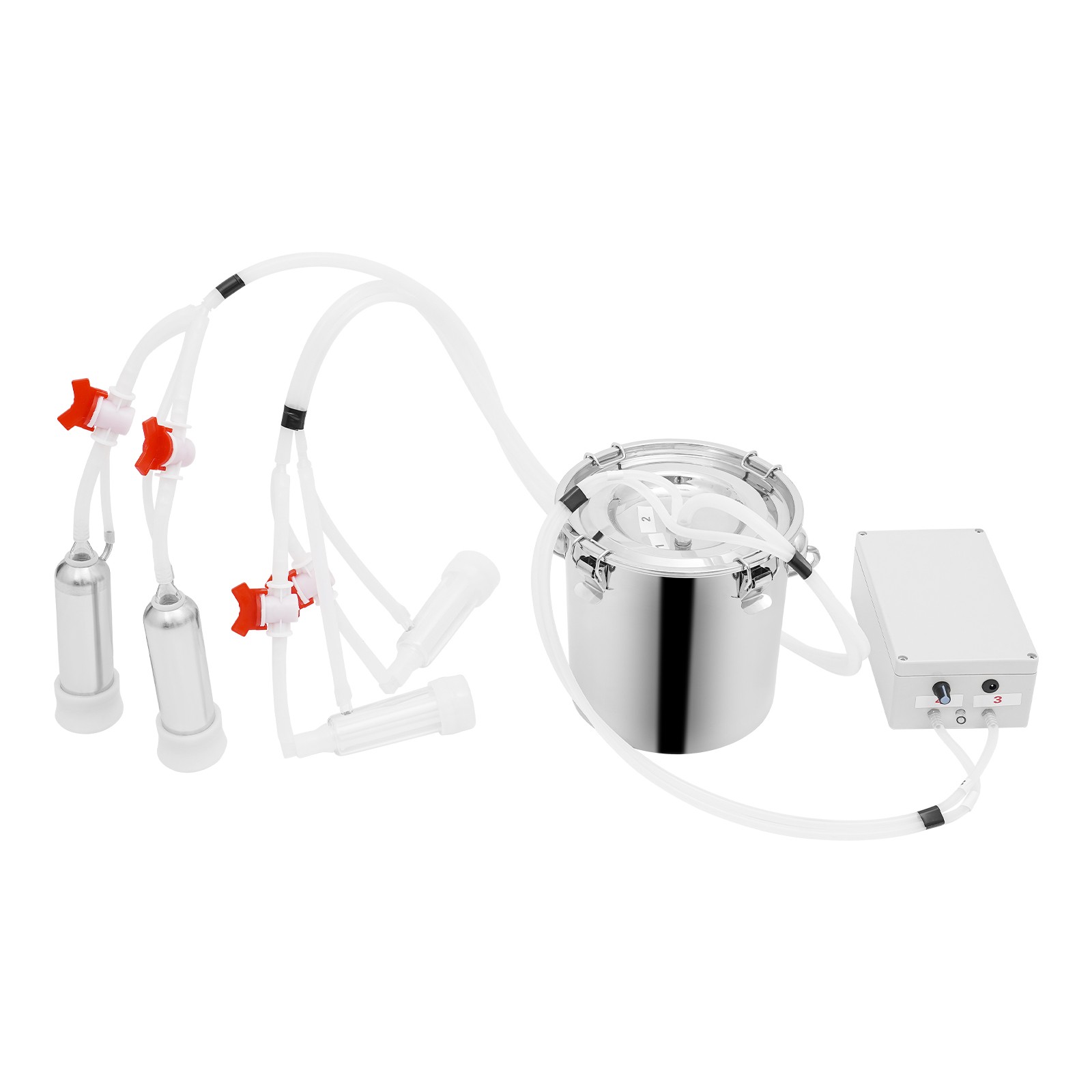 2in1 Pulsation Cow Milking Machine Milking Machine w/Stainless Steel Bucket 5LUS
