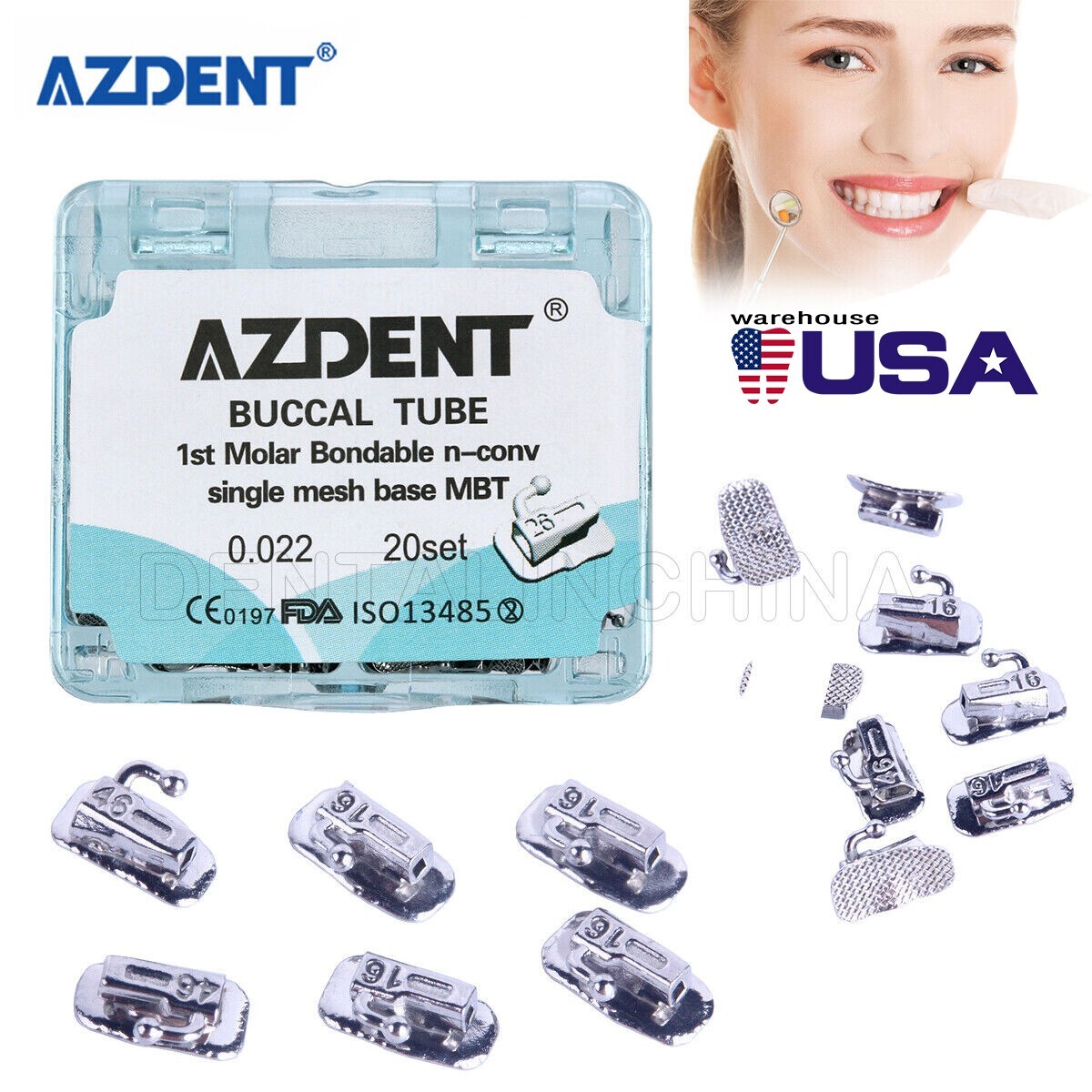 80pcs Dental Ortodoncia de Tubo Bucal Dividido Bondable No Conv 1ert Molar MBT
