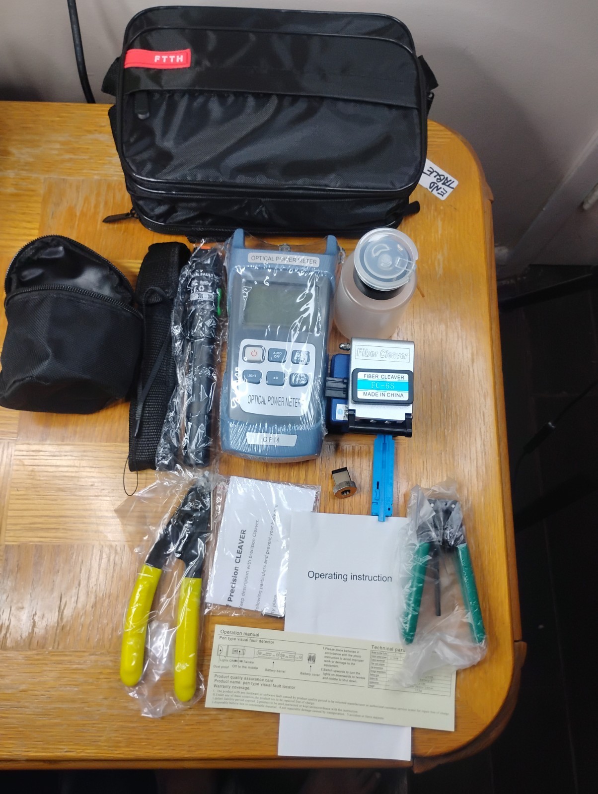 Fiber Optic FTTH Tool Kit FC-6S Cutter Cleaver Optical Power Meter Visual Device