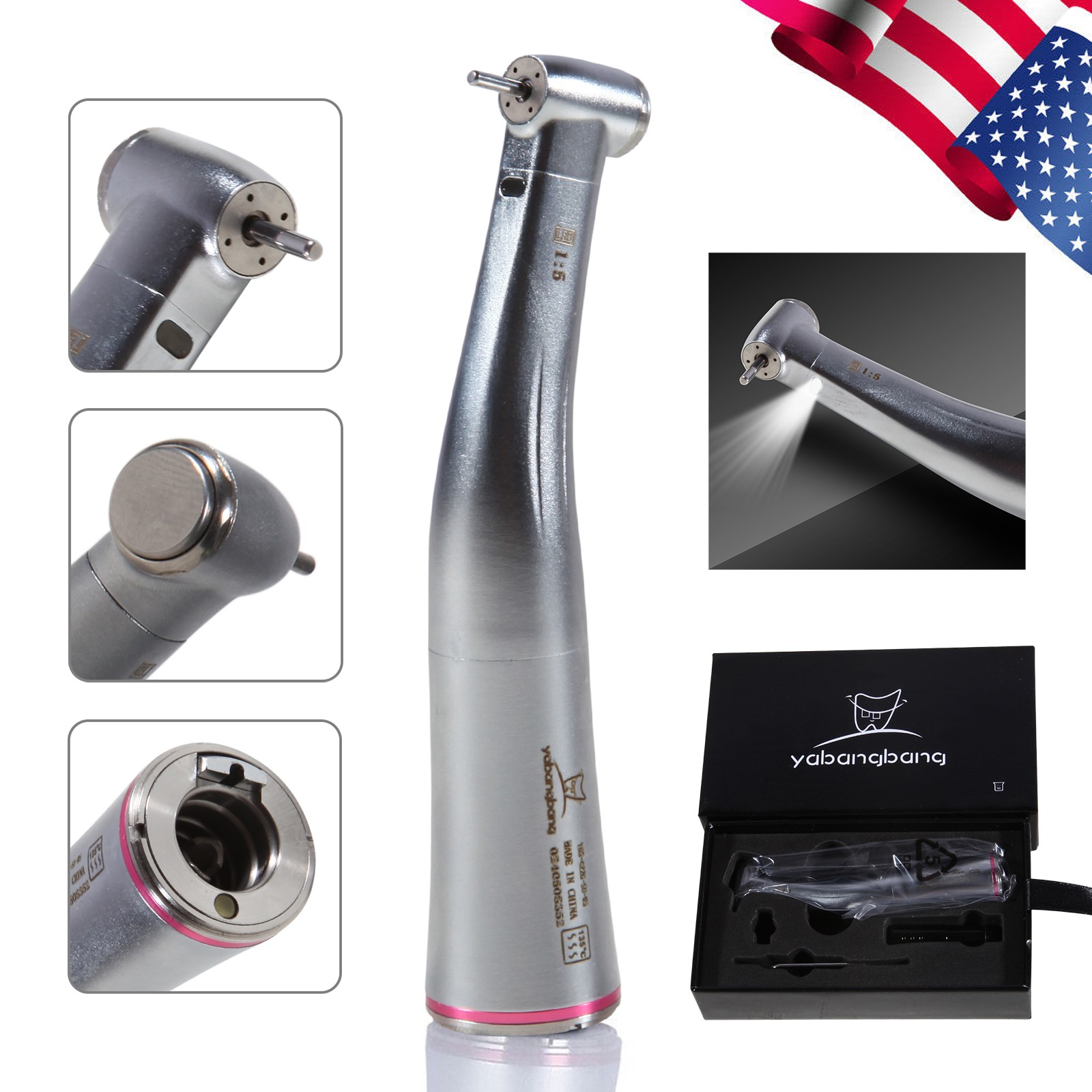 Dental 1:5 Increasing Contra Angle LED Handpiece Fit NSK Electric Motor X95L
