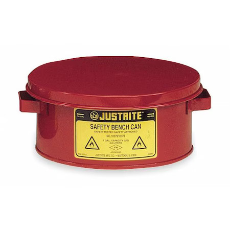 Justrite 10375 Bench Can 1 Gal Steel Can, Steel Plunger, 7 1/2 In Dasher Plate