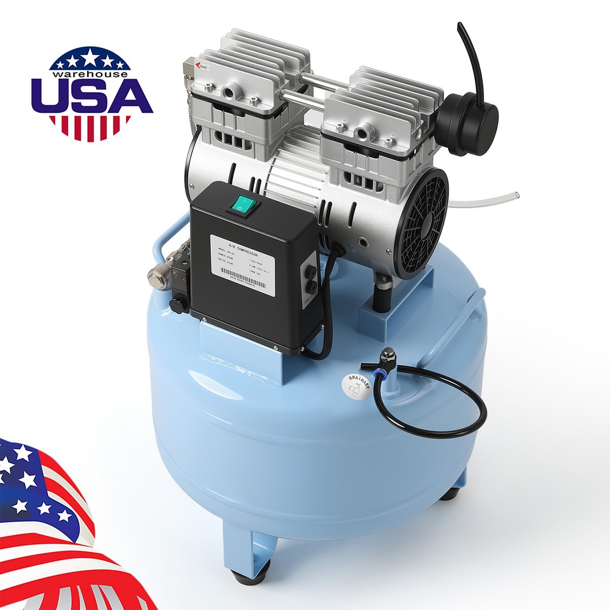 24L/40L Portable Dental Air Compressor Oil Free Silent Air Pump for Dental Use
