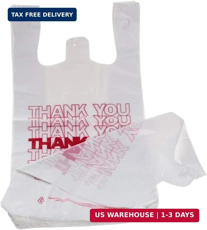 TashiBox 100 Ct plastic bags/Shopping Bags/Thank You Bags/Reusable and Disposabl