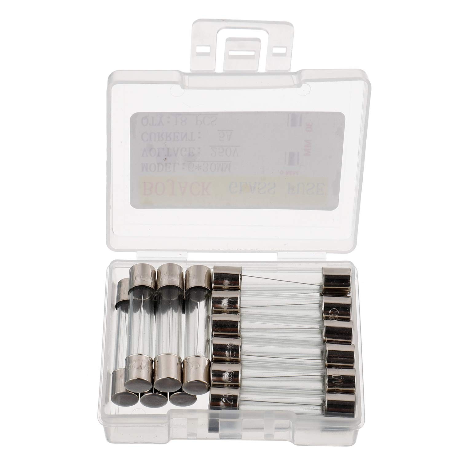 BOJACK 6x30mm 5 A 5 amp 250 V 0.24×1.18 Inch Volt F5AL250V 5 A, Silver