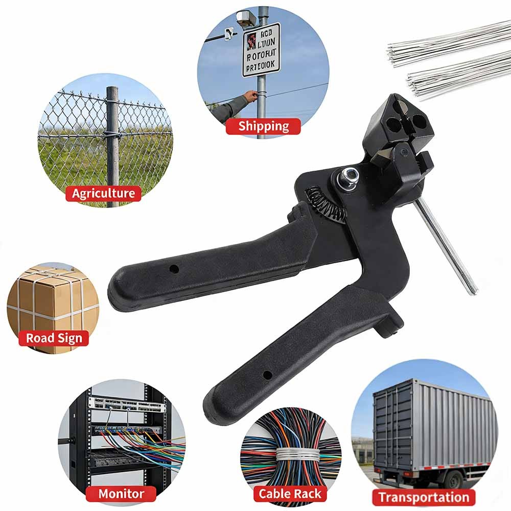 Stainless Steel Cable Tie Gun Set – Heavy Duty Metal Zip Tie Tool Kit 200PC Ties