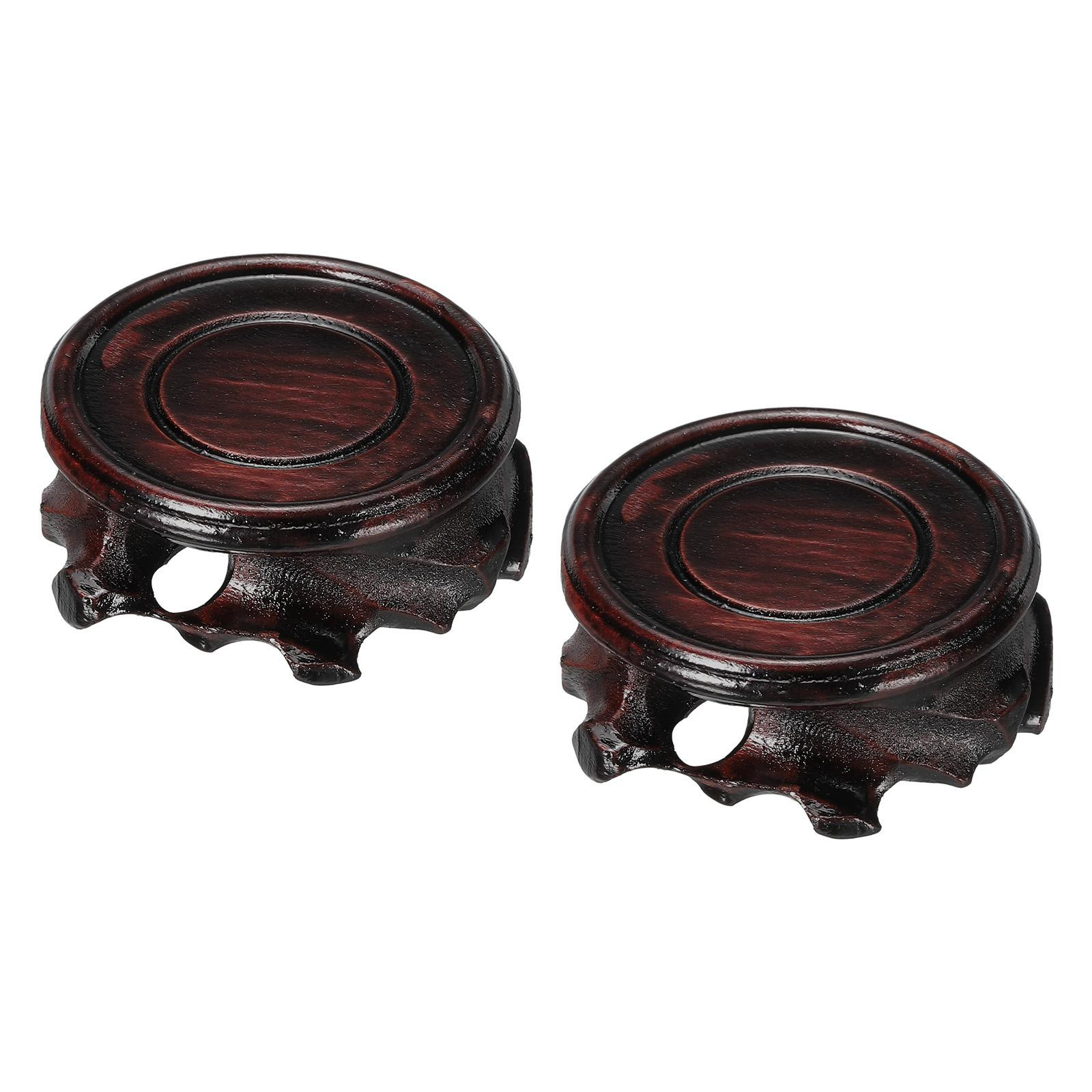 Pack of 2 Wooden Stand Holders Displays Base 50mm Diameter Black for Vase Bonsai