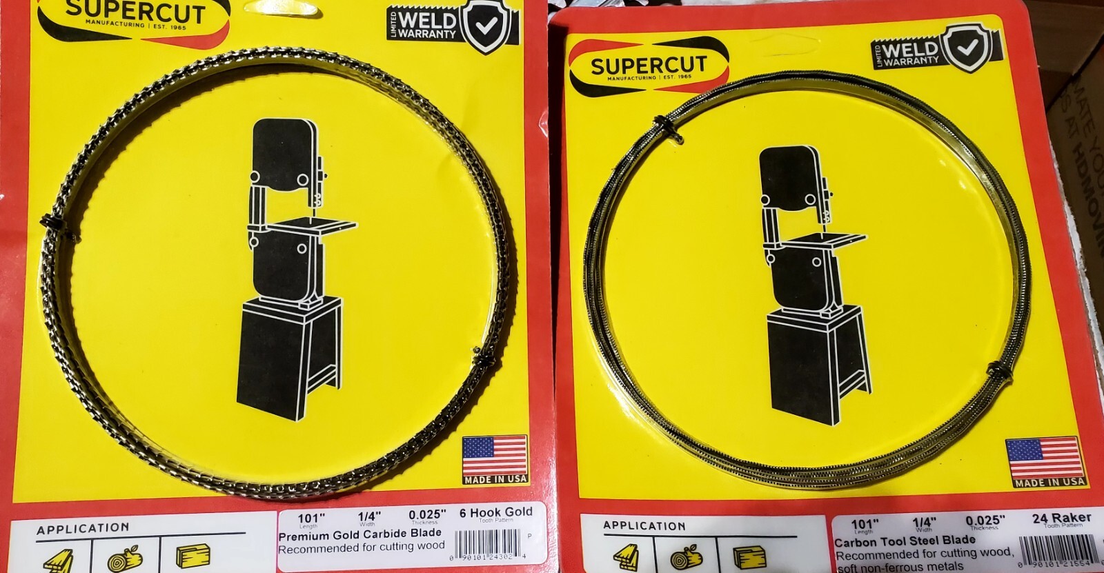 Supercut 101″ x 1/4″ x .025″ x 24 Raker 6 Hook Gold Bandsaw Blades Lot Of 2