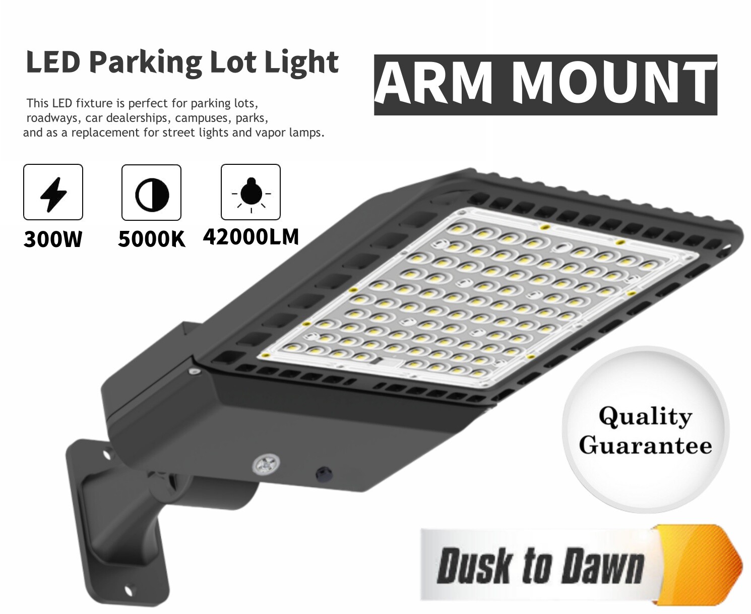 300W LED Parking Lot Shoebox Pole Light Outdoor Commercial Area Light AC100-277V
