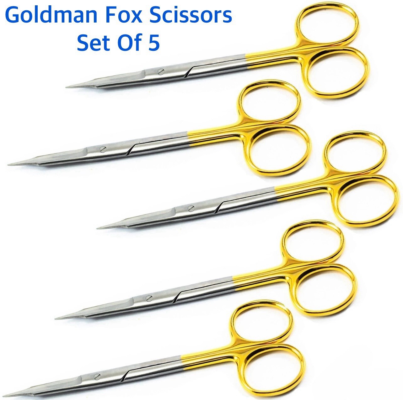 5 Pieces Surgical Goldman Fox Scissors Straight TC 13cm Dental Shears Veterinary